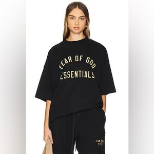 Fear of God Essentials Jersey Crewneck T-Shirt Size S Black Logo Print